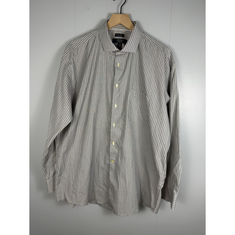 Pronto Uomo Button Down Shirt Mens 17.5 34/35 Preppy Old Money Grey Striped